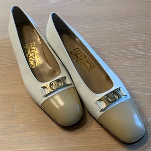 Salvatore Ferragamo - One inch heels two tones in Size 8 AA, NWOB, gold hardware